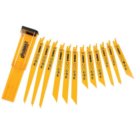 DeWalt DT2445-QZ 12 Piece Reciprocating Sabre Saw Blades Set - Metal Wood Nails
