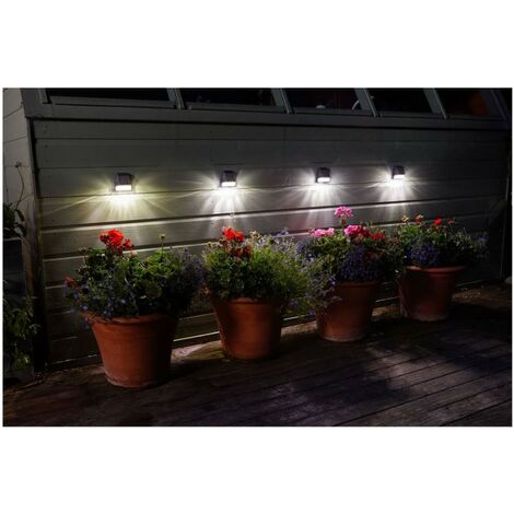 4 x Smart Garden Super Bright Solar Welcome & Security Wall Fence Post Lights