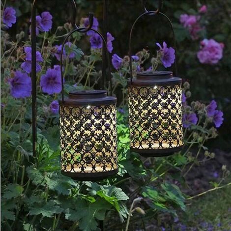 2 X Smart Garden Solar Shepherds Crook Riad Effect Lantern Lights Stake