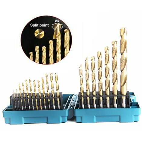 Makita 19 Piece HSS TiN Metal Steel Drill Bit Set Titanium 1-10mm Bits + Case