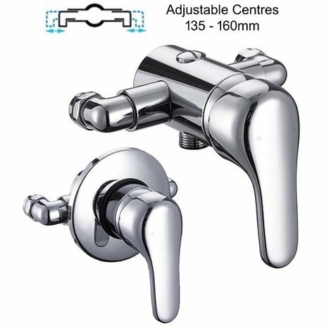 Chrome Single Lever Shower Mixer Valve Exposed Concealed -135 - 160mm Centres
