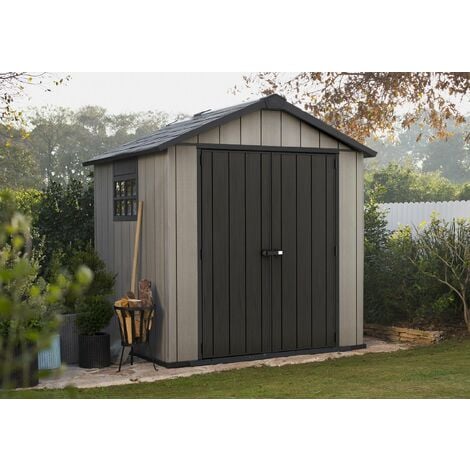 Keter Oakland 757 Composite Garden 7ft x 7ft Shed Outdoor Storage Grey Resin
