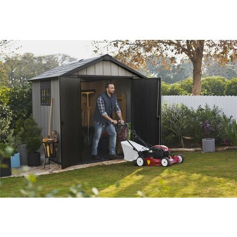 Keter Oakland 757 Composite Garden 7ft x 7ft Shed Outdoor Storage Grey Resin