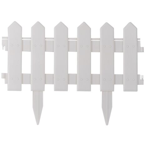 4 x Smart Garden White Picket Fence Path Border Lawn Plant Beds Edging