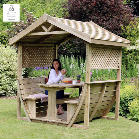 Zest Noah's Arbour Wooden Garden Seat Bench Shelter Sun Shade Trellis (1/5)