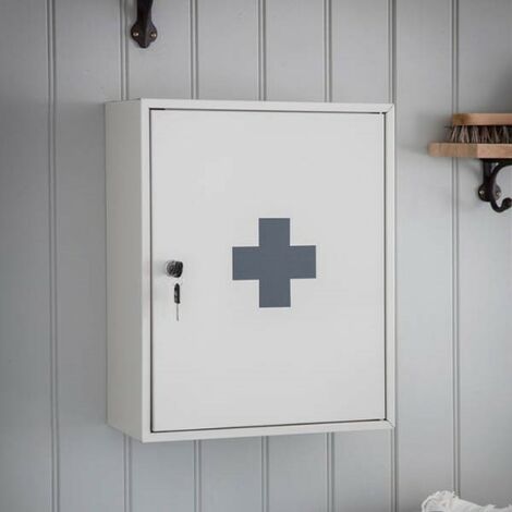 Garden Trading Lockable Steel Medicine First Aid Cabinet Bathroom Wall Cabinet