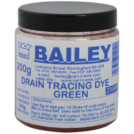Bailey 3589 Drain Tracking Dye Low Light 200g 8oz - Fluoresceine Green BAI3589 (1/2)