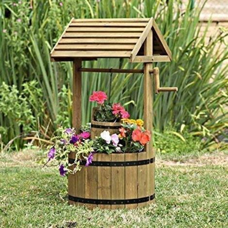 Smart Garden Wooden Wishing Well Flower Planter Garden Ornament