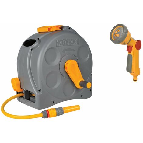 Hozelock 2415 2-n-1 Compact Enclosed Reel + Hose 25m With a 2679 Multispray Gun (1/5)