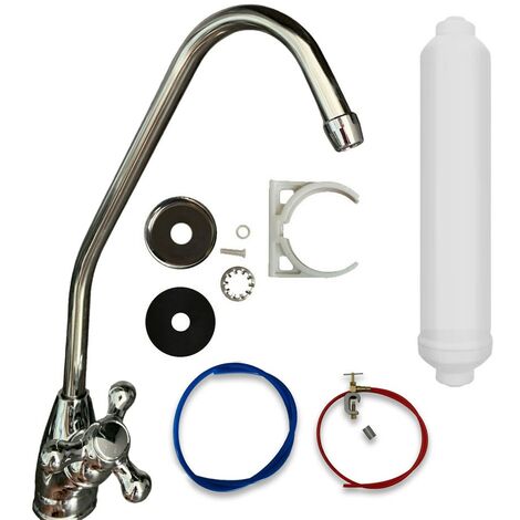 Under Sink Drinking Water Tap Filter Tap Kit System + Fixings + Chrome Tap