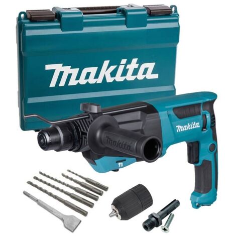 Makita HR2670 110v SDS Plus 3 Mode Rotary Hammer Drill + SDS Bits Chisel + Chuck (1/5)
