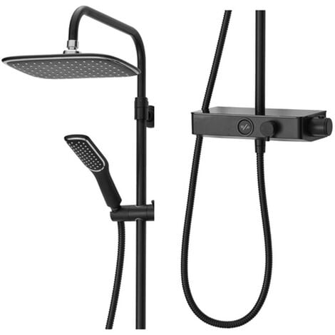 Triton Push Button Thermostatic Bar Mixer Shower Matte Black Riser Rail Head