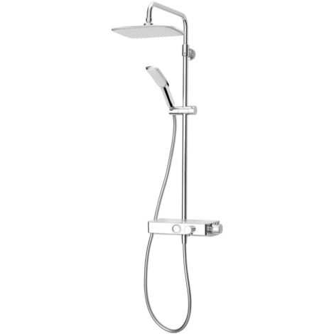 Triton Push Button Thermostatic Bar Mixer Shower Chrome + Riser Rail Hose Head