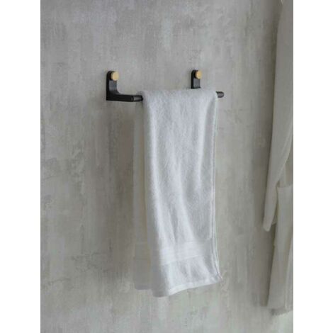 Adelphi Matt Black & Brass Bathroom Small Metal Steel Towel Rail Bar Holder