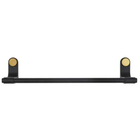 Adelphi Matt Black & Brass Bathroom Small Metal Steel Towel Rail Bar Holder