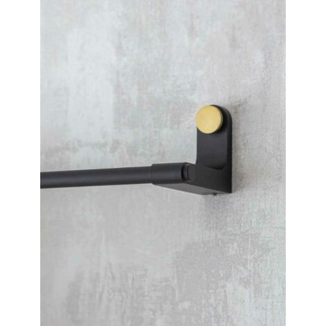Adelphi Matt Black & Brass Bathroom Large Metal Steel Towel Rail Bar Holder