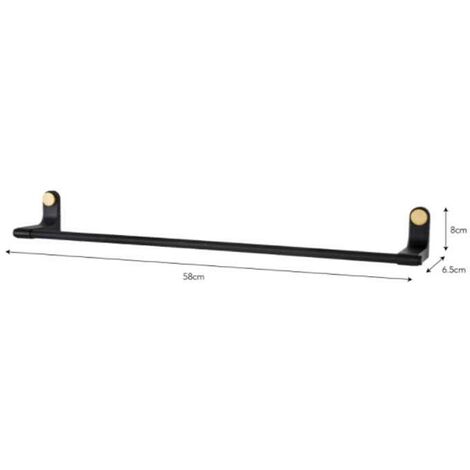 Adelphi Matt Black & Brass Bathroom Large Metal Steel Towel Rail Bar Holder