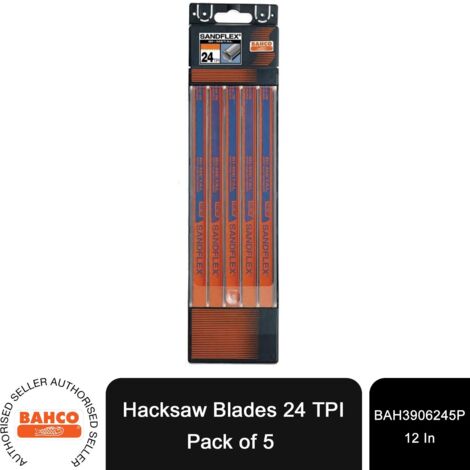 Bahco 3906-300-24 Hacksaw Blades 24tpi 300mm 12in Sandflex Pack of 5 BAH390624 (1/5)