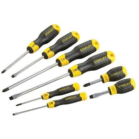 Stanley 8 Piece Cushion Grip Screwdriver Set Slot Pozi Flared Phillips ...