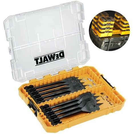 DeWalt DT70751 Flat Wood Spade Bit Set 9 Piece 12mm - 32mm + Tough Case  Tstak