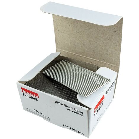 Makita F-33948 1mm X 32mm Galvanised 16 Gauge Brads 2000 Pieces DBN600 AF601