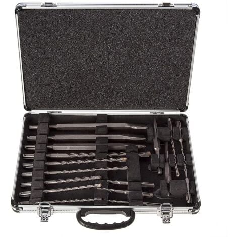 Makita D-21200 17 Piece SDS Plus Drill + Bullet Cold Flat Chisel Set Metal Case