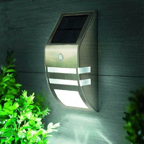 Noma Motion Sensor PIR Security Stainless Steel Wall Solar Light 30 Lumen