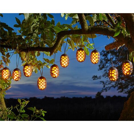 10 x Smart Garden Solar Cool Flame Lantern LED String Lights 4.7m