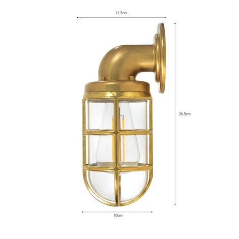 Garden Trading Brass Devonport Cage Down Light Nautical Mains Garden Wall Light