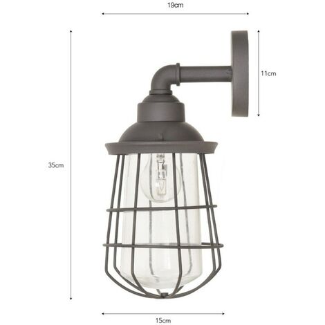 Garden Trading Finsbury Charcoal Mains Nautical Outdoor Garden Caged Wall Light