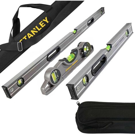Stanley 1200mm 600mm 250mm Fatmax Box Beam Levels with Fatmax 1800mm Level Bag