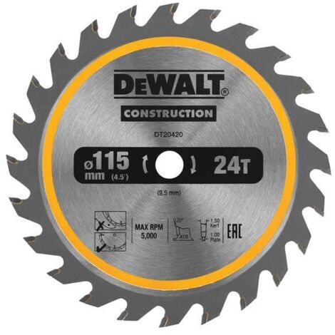 DeWALT DT20420-QZ 115mm 24T 9.5mm TCT Circ Saw Blade DCS571