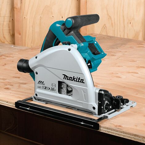 Makita DSP600PT2 36v Twin 18v Brushless Plunge Cut Circular Saw 2x Guide Rails