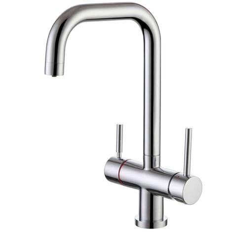 3 in 1 Instant Boiling Water Hot Cold Water Twin Lever Kitchen Tap Filter & Tank