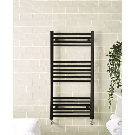 Matt Black Straight 1100 x 500 Heated Towel Rail Warmer Radiator Rad 22mm DRail