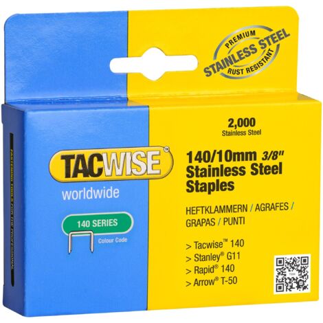 Tacwise 1217 140 Series 10mm Staples Stainless Steel - 2000 Pack - Type T50 G (1/3)