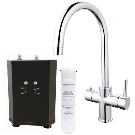 3 in 1 Instant Boiling Water Hot Cold Water Curved Kitchen Tap Filter & Tank