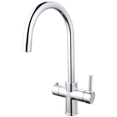 3 in 1 Instant Boiling Water Hot Cold Water Curved Kitchen Tap Filter & Tank