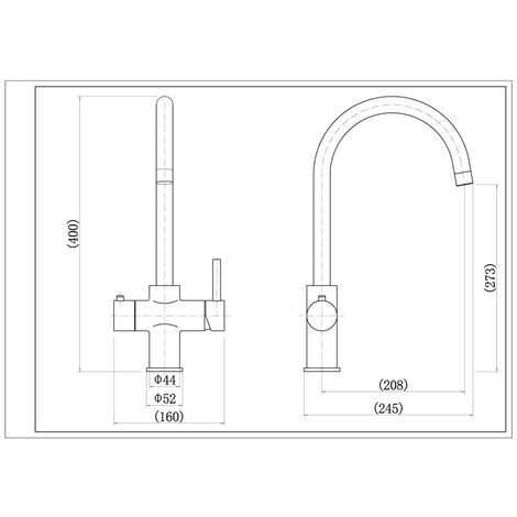 3 in 1 Instant Boiling Water Hot Cold Water Curved Kitchen Tap Filter & Tank