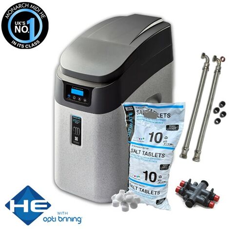 Monarch Midi HE FreeFlow Water Softener + 22mm Pressurised Unventented + Salt (1/5)