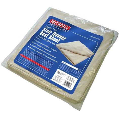 Faithfull Stairs Stairway Cotton Twill 24 x 3ft 7m 0.9m Dust Sheet FAIDSCTST243 (1/3)