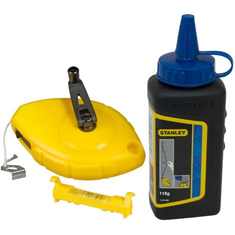 Stanley 30m Chalk Line STA047443 Blue Chalk 113g Refill & Line Level 0-47-443