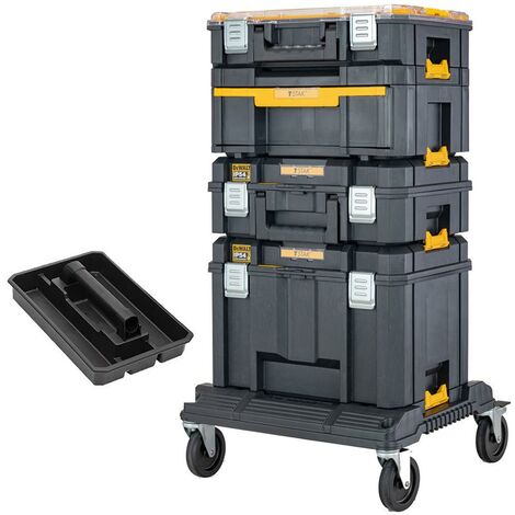 DEWALT DWST83346-1 30 kg Load Capacity Heavy-Duty Portable Plastic Deep  TSTAK-Box and Removable Tray Compartment for Easy & Convenient Storage, 1  Year