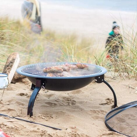 La Hacienda Explorer Camping Fire Pit Basket Bowl BBQ Portable Folding + Bag