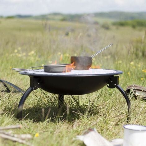 La Hacienda Explorer Camping Fire Pit Basket Bowl BBQ Portable Folding + Bag