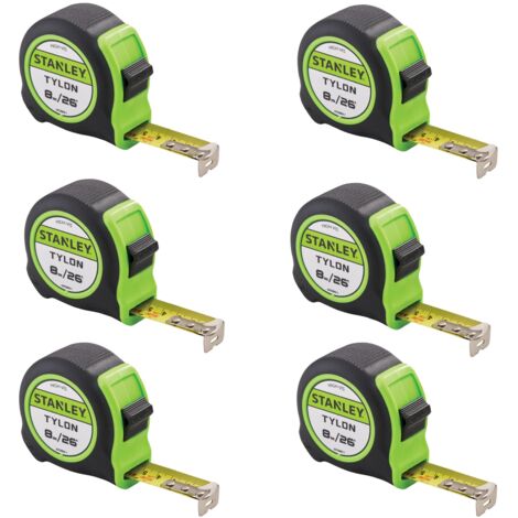 Stanley Tylon Hi Vis 8m 26ft Tape Measures Green Pack of 6 STA130604HG