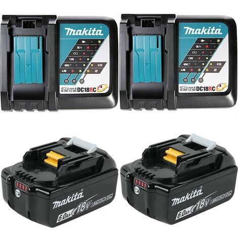 Makita BL1860 18v 2x LXT 6.0ah Lithium Batteries + DC18RC Dual Pack ...