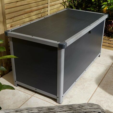 Rowlinson Airevale 4x2 Dark Grey Plastic Cushion Storage Box Chest Unit Garden