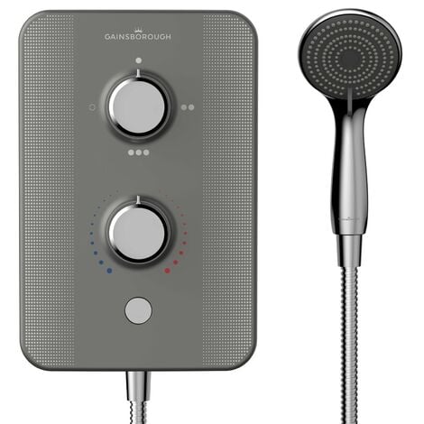 Gainsborough GSDTG85 Duo 8.5kw Electric Shower Titanium Grey Brushed Steel + Kit