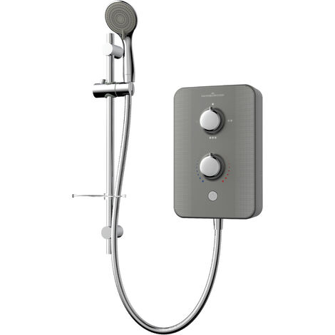 Gainsborough GSDTG85 Duo 8.5kw Electric Shower Titanium Grey Brushed Steel + Kit